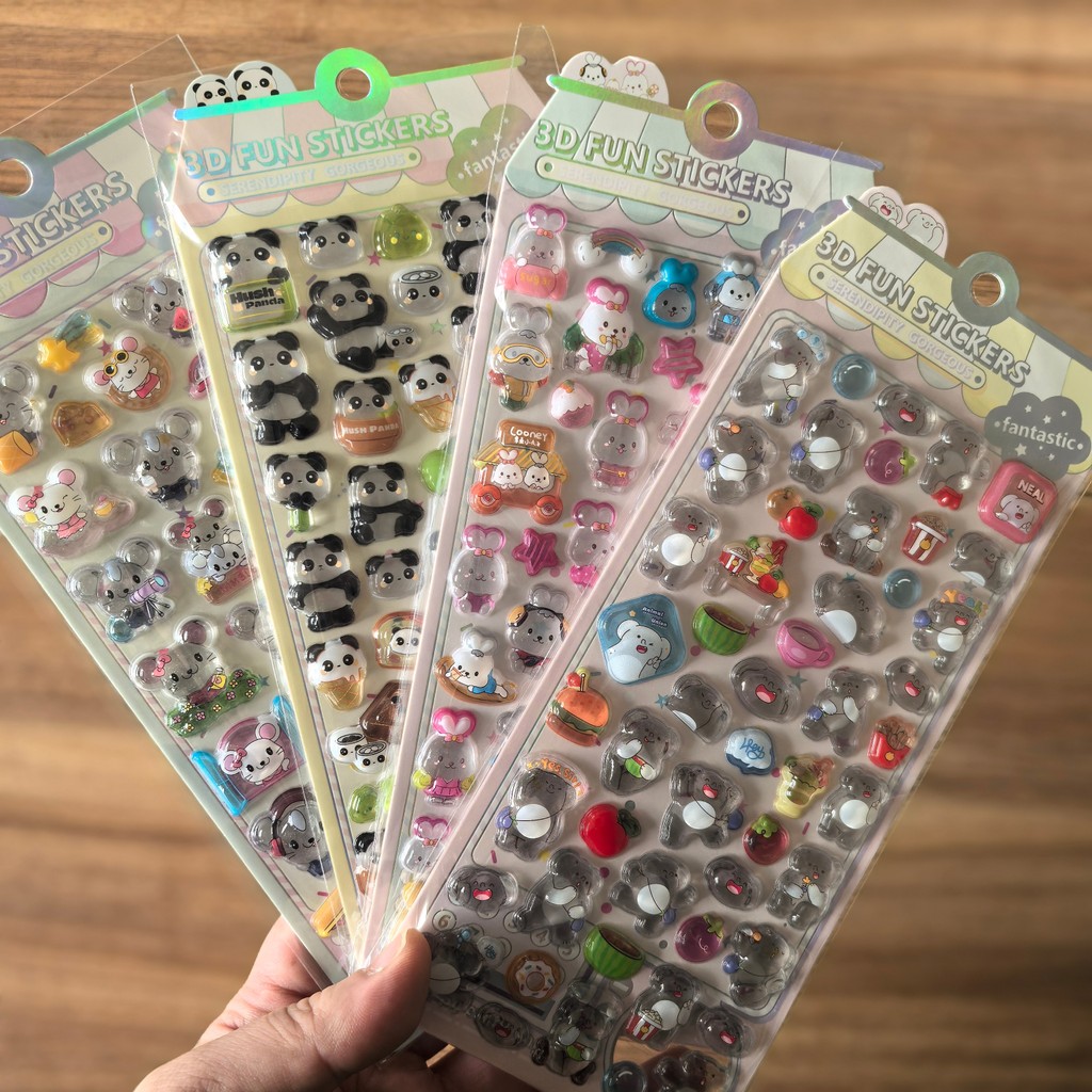 Kids Toys Stores - 4Pcs 3D Embossed Crystal Animal Stickers